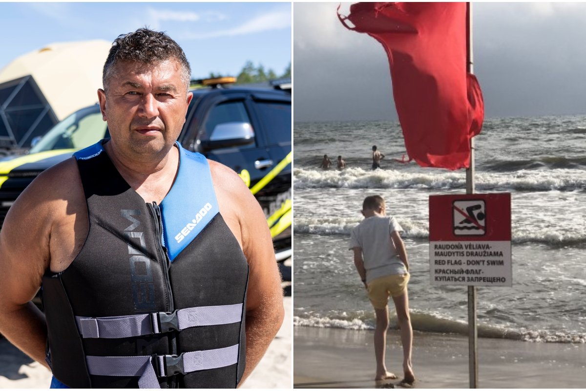 Gelbėtojų vadas pasakė, kada Palangos paplūdimyje iškeliama raudona ...