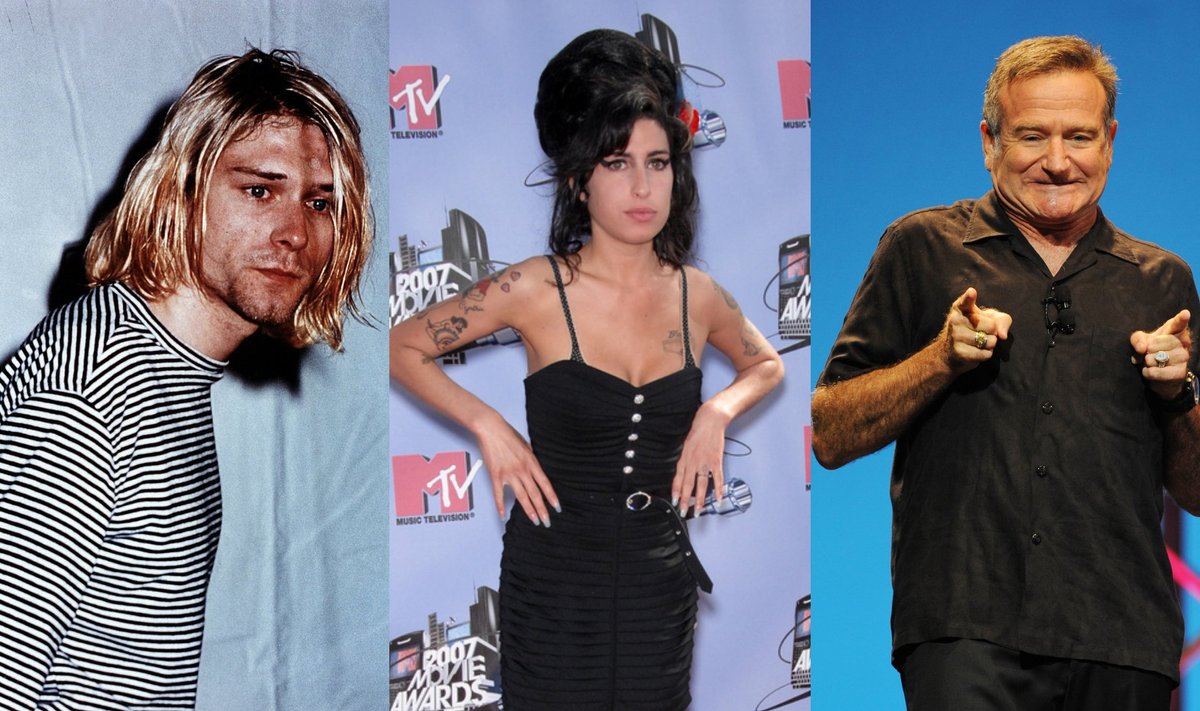 Kurt Cobain, Amy Winehouse ir Robin Williams