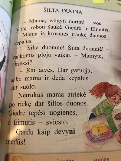 Ištrauka iš 2 klasės vadovėlio