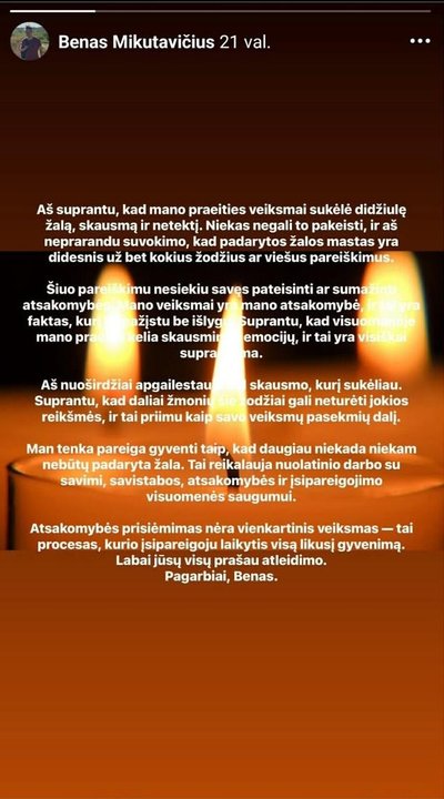 Plinta vie&scaron;as atsipra&scaron;ymas Beno Mikutavičiaus vardu