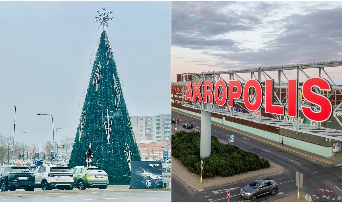 Kalėdinė eglutė šalia prekybos centro „Akropolis“