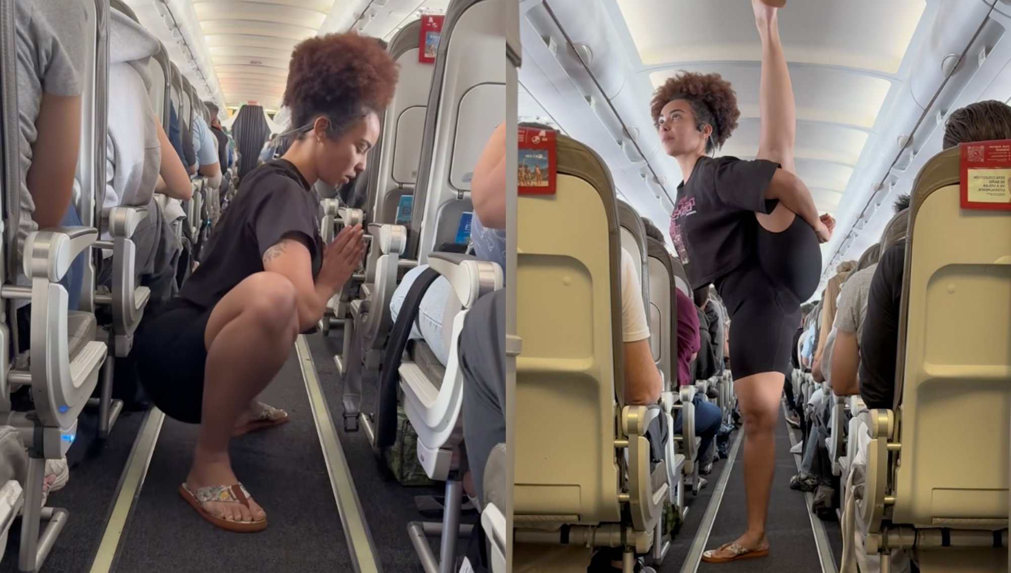Passengers Stunned: Influencer's In-Flight Yoga Routine Sparks Outrage