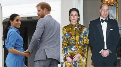 Princas Harry ir jo žmona Meghan Markle, princas Williamas ir jo žmona Kate Middleton 