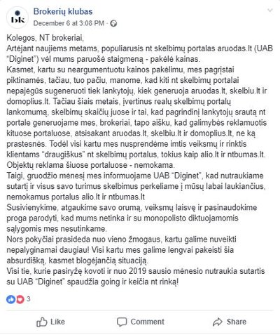 Brokeriai sukilo prieš portalą aruodas.lt