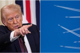 Trumpo užuominos apie „purškimus“ sujaudino „chemtreilų“ fanus. Ką turėjo omenyje JAV vadovas?