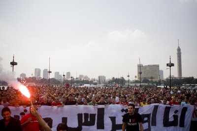 „Ahlawy“ ultros Tahrir aikštėje protestuoja prieš policijos brutalumą, 2011-09-09