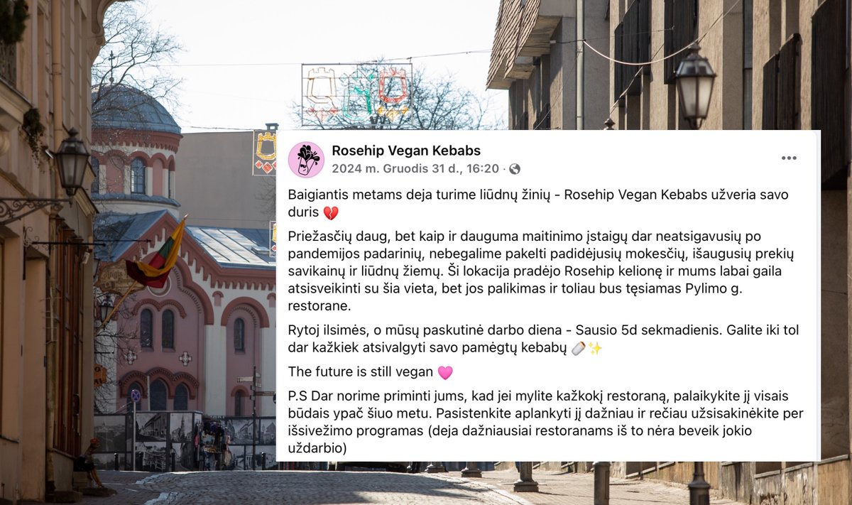 Veiklą nutraukė senamiestyje veikusi „Rosehip Vegan Kebabs“