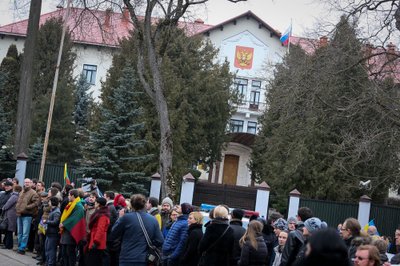 Protesto akcija prie Rusijos ambasados Vilniuje