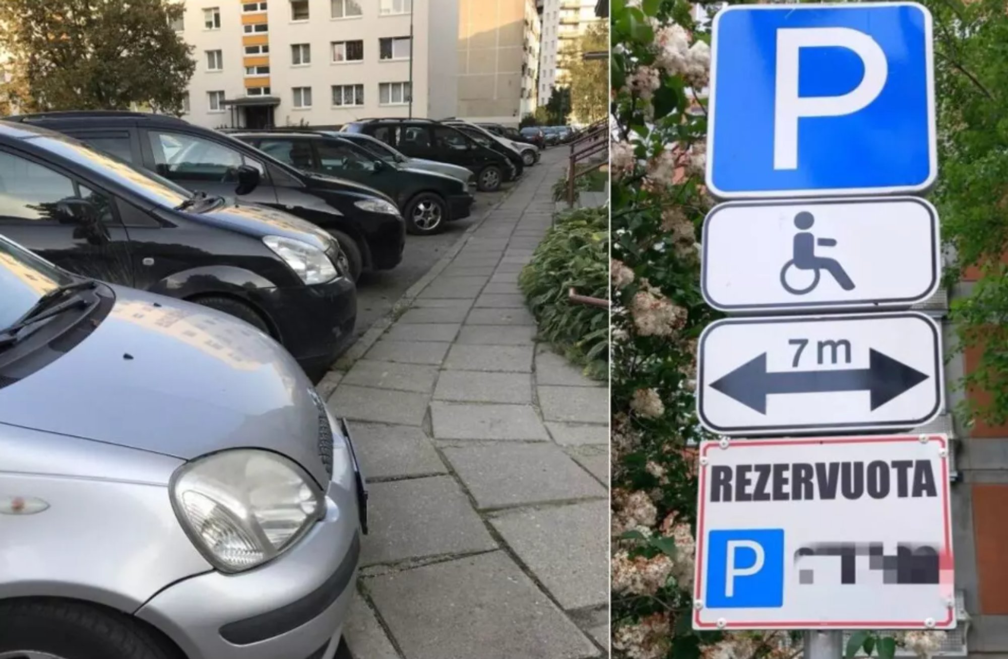 Unauthorized signs appear on disabled parking spots in Klaipėda