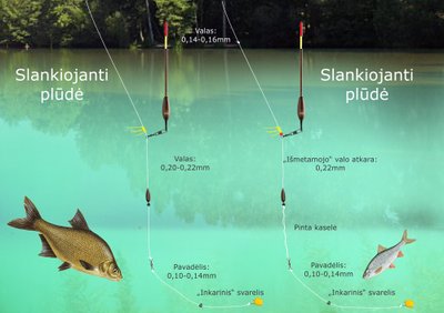 Schema. Žvejyba slankiojančia plūde