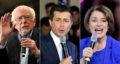 Bernie Sandersas, Pete'as Buttigiegas, Amy Klobuchar