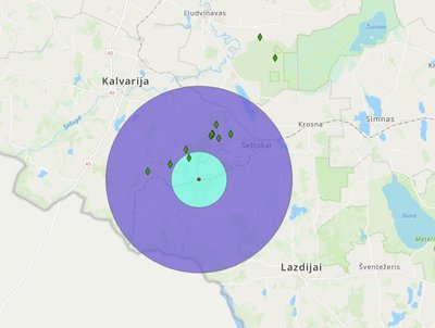 AKM atvejai, 2024 m. nustatyti šernams Lazdijų rajono teritorijoje