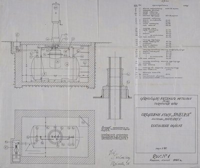 Firmos „Oleum“ Vilniaus magistratui pateiktas planuojamos statyti Katedros aikštėje benzino kolonėlės brėžinys. 1925 metai 