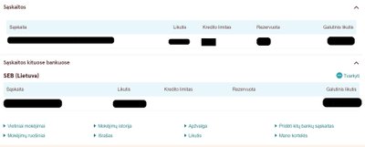 Kaip matoma „SEB“ banko sąskaita „Swedbank“ interneto banke