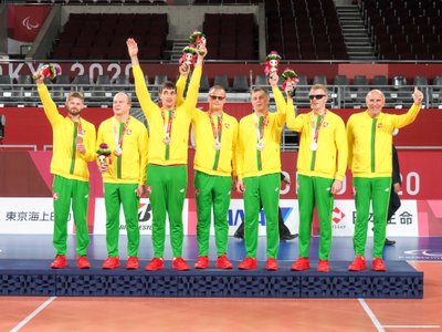 Tokijo paralimpinių žaidynių golbolo apdovanojimo ceremonija / FOTO: Dainius Ožalas/LPAK