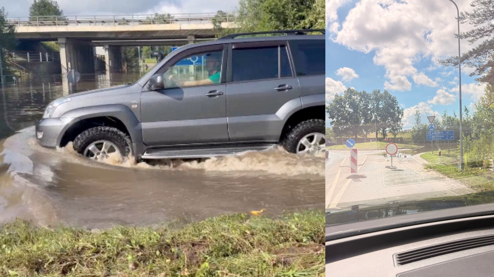 Storm Paralyzes Traffic: Avižieniai Viaduct Remains Submerged