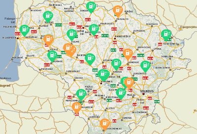 Elektromobilių įkrovimo infrastruktūros žemėlapis