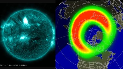 Po Saulės plazmos išsiveržimo Žemėje kovo 24 prasidėjo labai stipri geomagnetinė audra. NOAA/VidaPress/NISP nuotr.