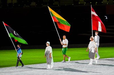 Justinas Kinderis Tokijo olimpinių žaidynių uždarymo ceremonijoje