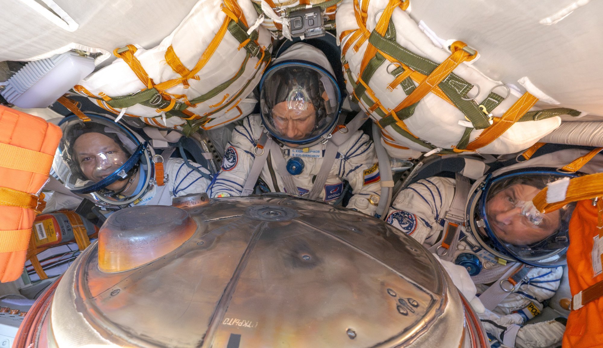 Two Russian cosmonauts and American astronaut return to Earth