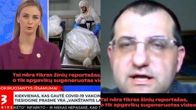 Dirbtiniu intelektu suklastotas TV3 Žinių reportažas.