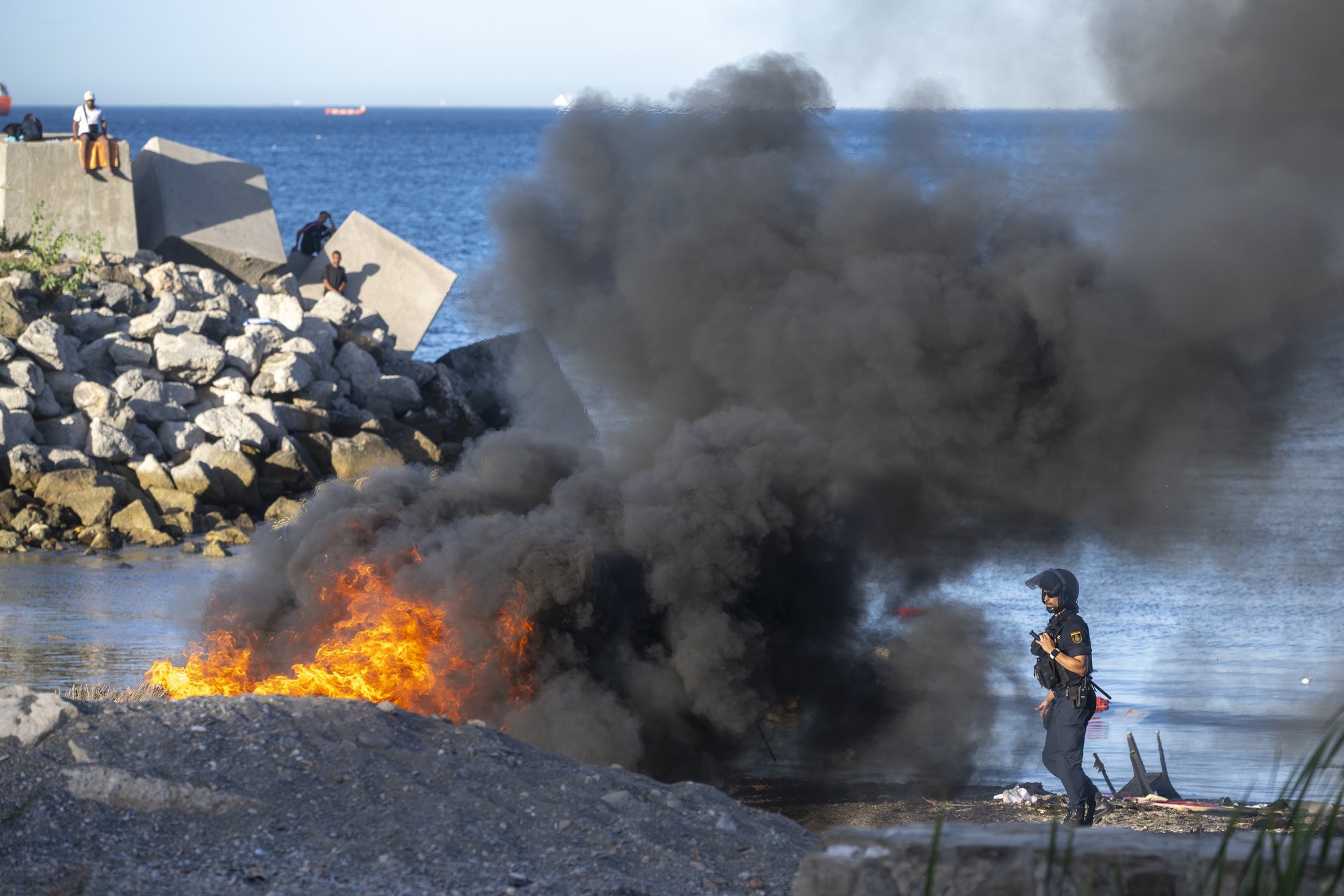 Protesters set migrant camp ablaze in Spanish enclave of Ceuta