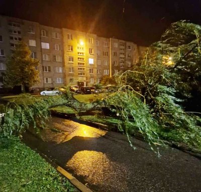 Smarkaus vėjo padariniai Kėdainiuose