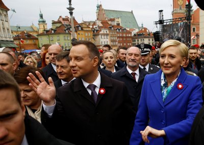 Lenkijos prezidentas Andrzejus Duda ir jo žmona Agata Konstitucijos dienos šventėje (2017 05 03)