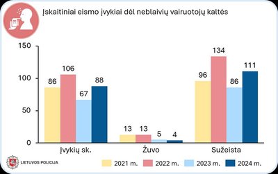 Eismo įvykių statistika pirmąjį 20024 metų pusmetį