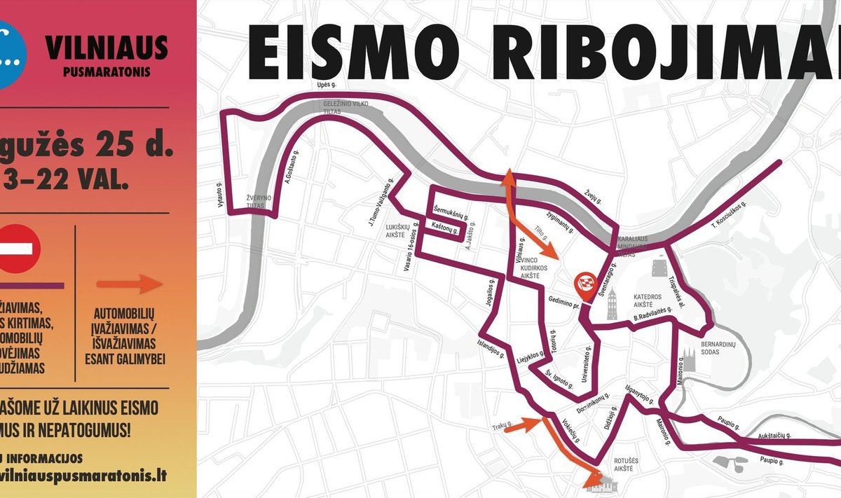 Vilniaus miesto eismo ribojimai ir viešojo transporto pakitimai