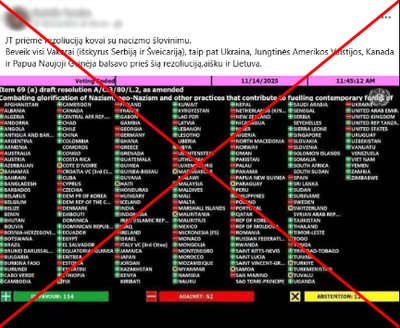 Platinama i&scaron;kreipta informacija apie Lietuvos balsavimą Jungtinėse Tautose