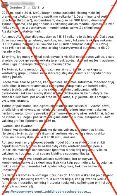 Platinamas melas apie autizmo ry&scaron;į su vakcinomis