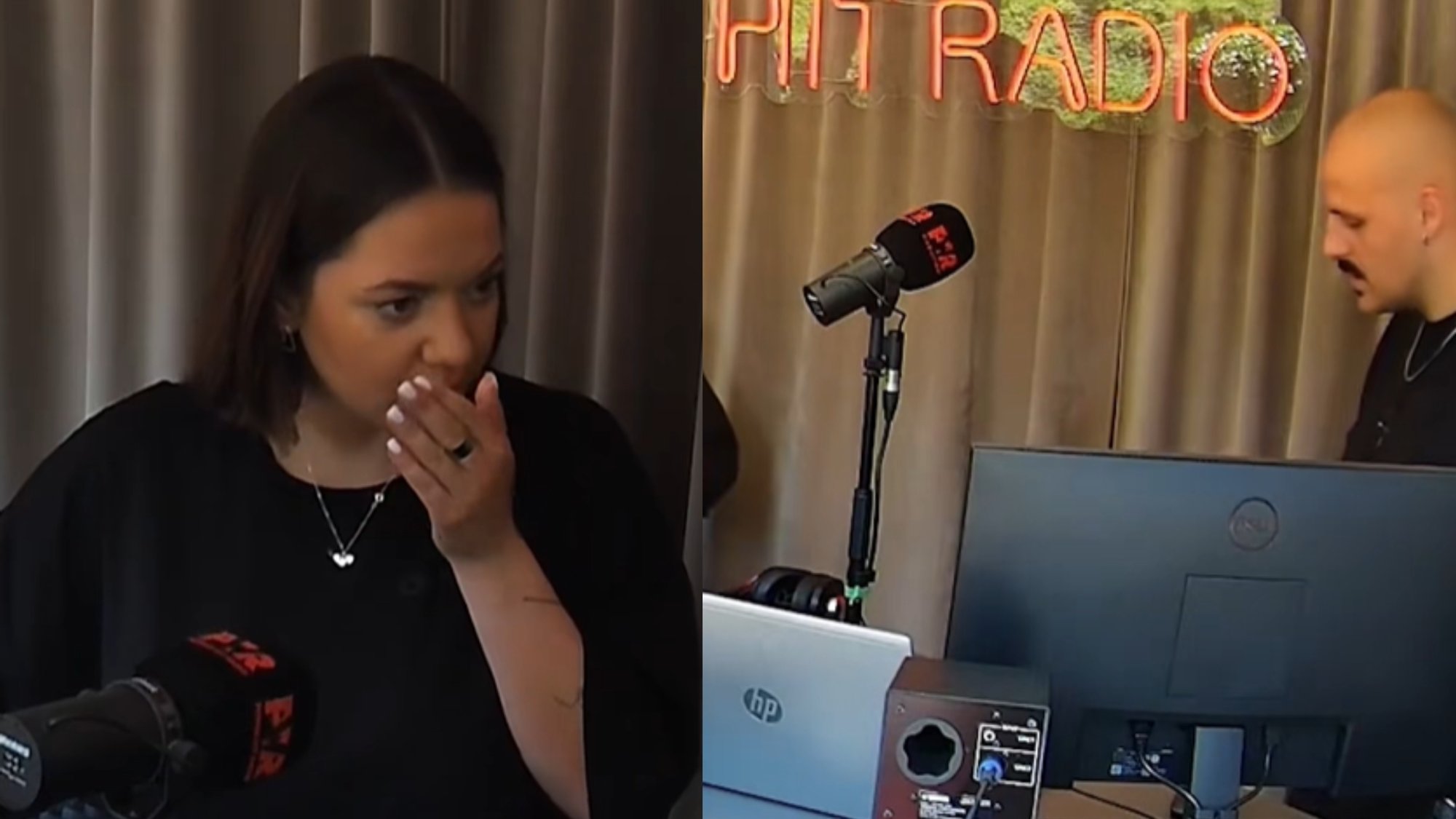 Lithuanian radio host swears on air after checking phone; colleague reacts