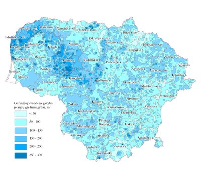 Spūdinių vandenų gyliai/ Lietuvos geologijos tarnybos nuotr.