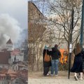 В центре Вильнюса от сарая загорелся многоквартирный дом