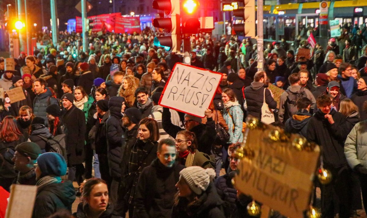 Prieš kraštutinės dešiniosios partijos „Alternatyva Vokietijai“ veiksmus nukreipta protesto akcija Leipcige