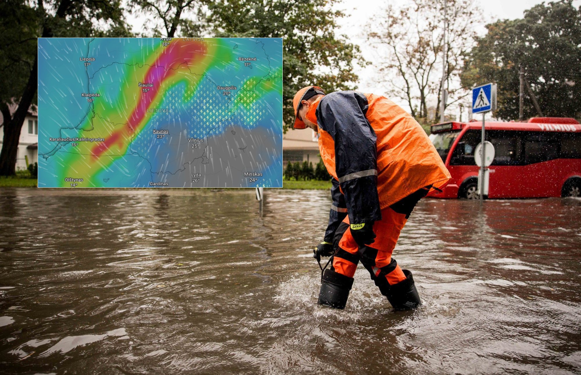 Meteorologists warn 5 Lithuanian regions of heavy rain and thunderstorms for Saturday