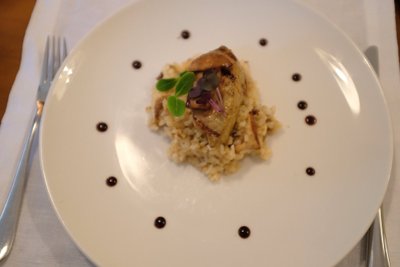 Rizotas ir foie gras kepsnys