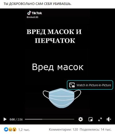 Видео, которое вводит в заблуждение: из-за масок сгущается кровь и растет риск инфекций, пандемию организовали фашисты