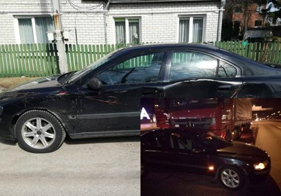 "Volvo" avarija su sunkvežimiu. Regimanto Sartausko nuotr.