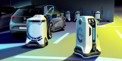 "Volkswagen" elektromobilių įkrovimo robotas