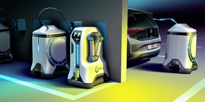 "Volkswagen" elektromobilių įkrovimo robotas