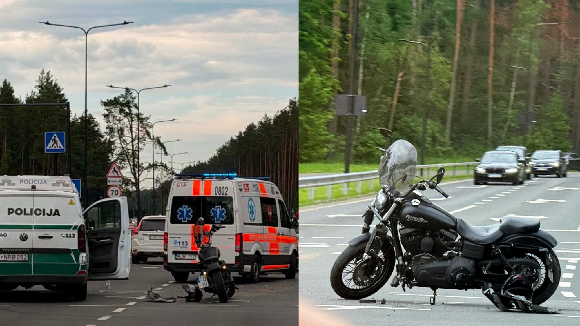 Motorcycle accident surge in Vilnius: three crashes in one hour