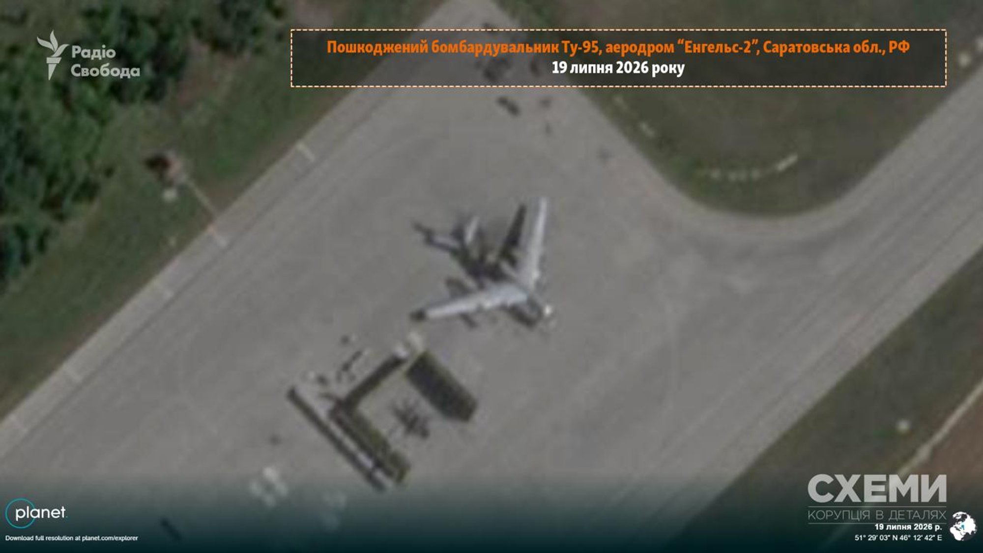 Russian Tu-95 bomber appears cut in half after Ukrainian drone strike