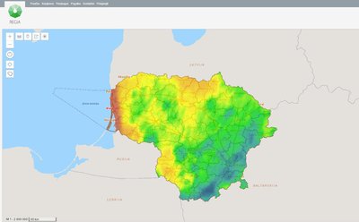 REGIA žemėlapis, Saulės energijos potencialas