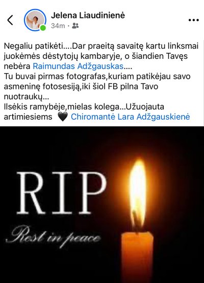 Pranešama apie Raimundo Adžgausko mirtį
