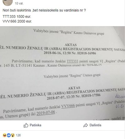 Įrašas soc. tinkle „Facebook“ / fiksuotas vaizdas nuotr. 