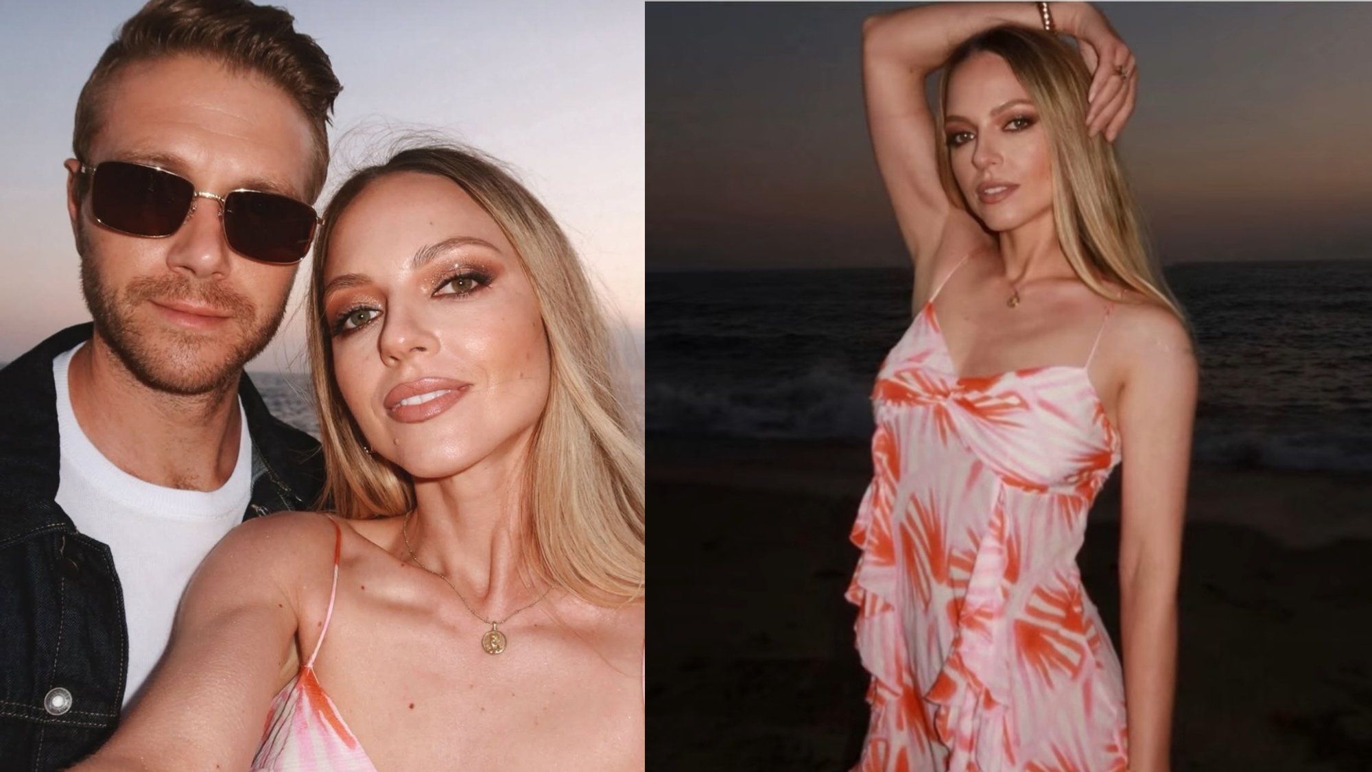 Evelina Anusauskaitė enjoys a romantic sunset walk with her husband in California