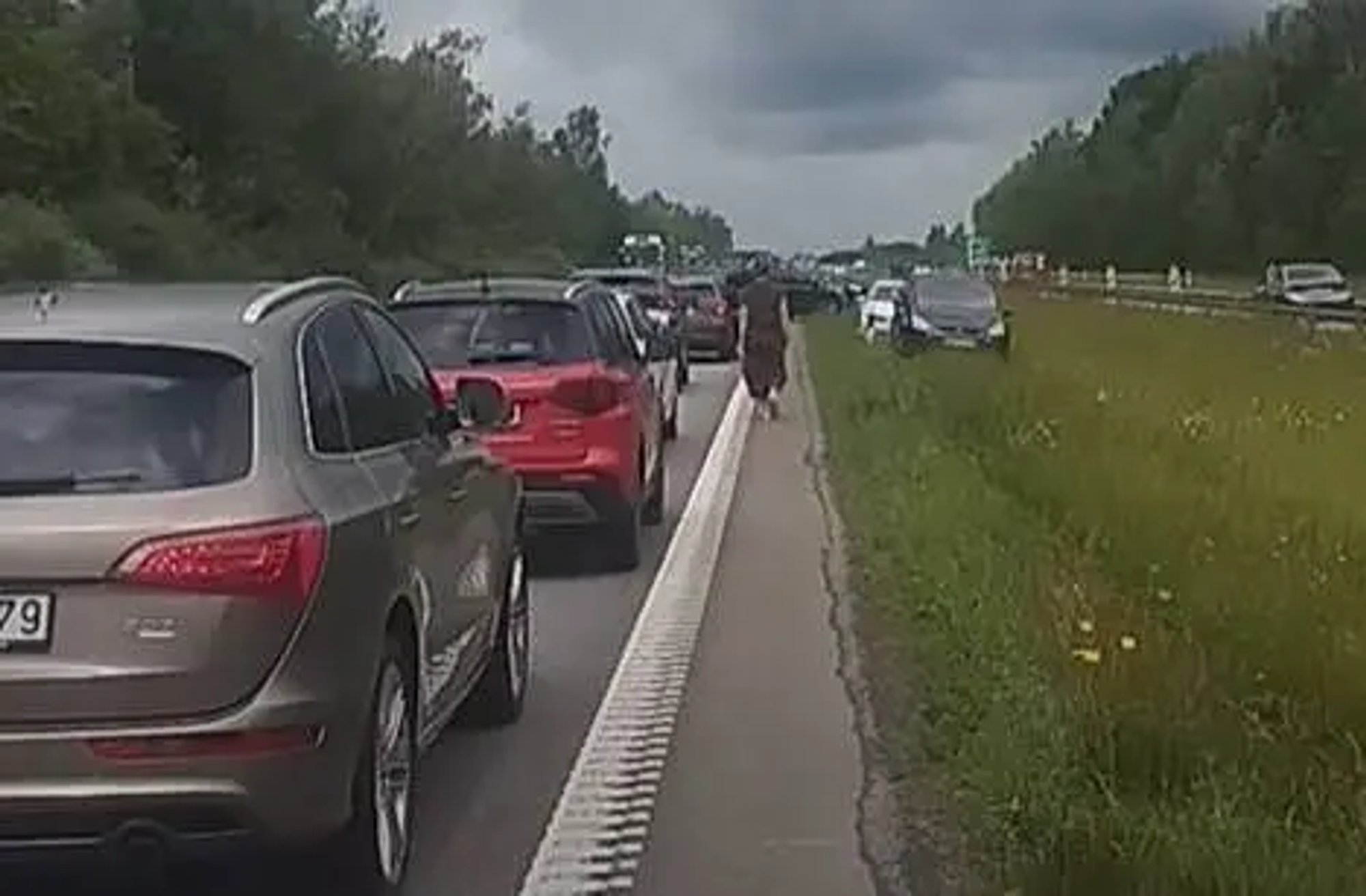 Massive Traffic Jam Grips Lithuanian Highway After Multiple Accidents