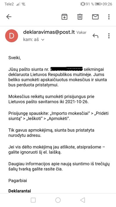 Laiškas virto siunta